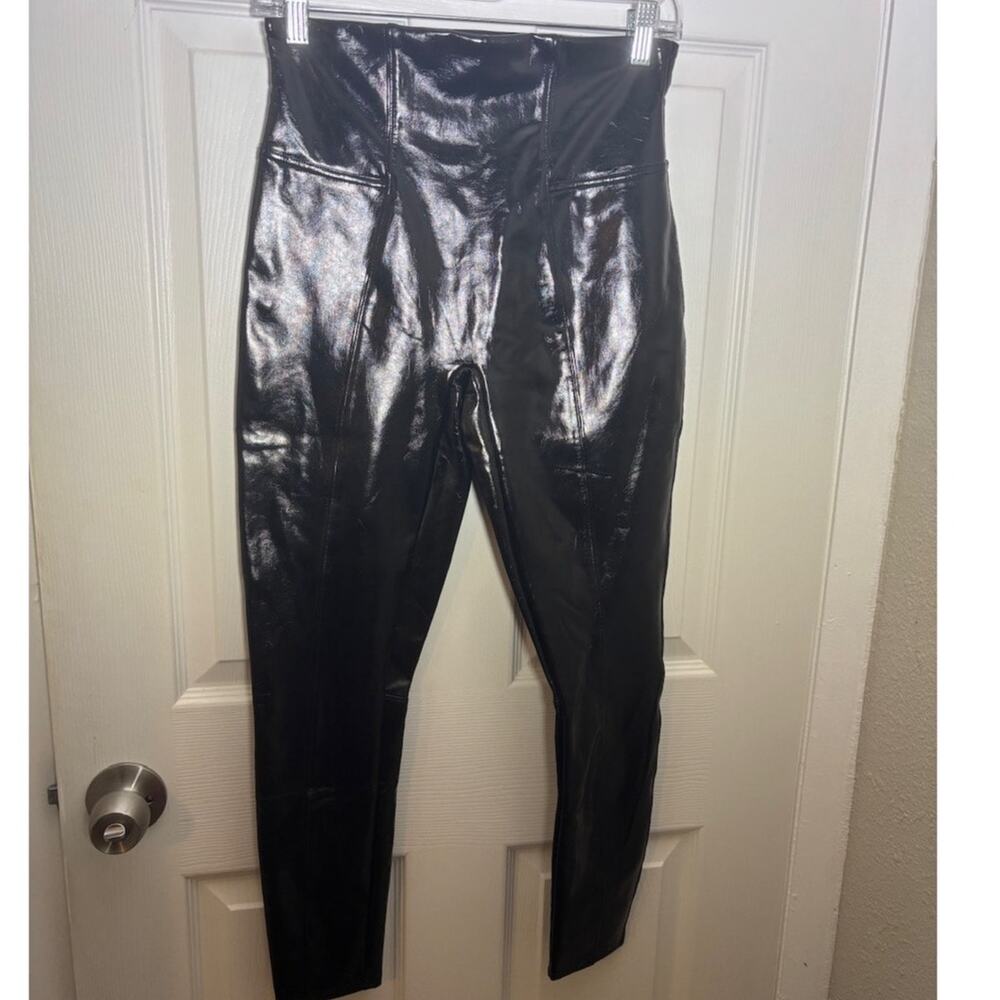 SPANX Faux leather Shiny Pants Leggings Size Medium Petite